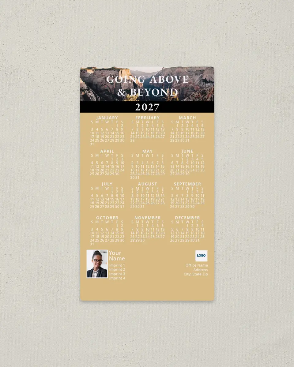 This is a 4" x 7" Full Magnet Calendar called Canyon Echo printed in full color with a Standard Gloss finish