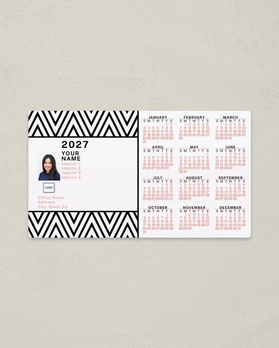 This is a 4" x 7" Full Magnet Calendar called Bold Zig Zag printed in full color with a Standard Gloss finish