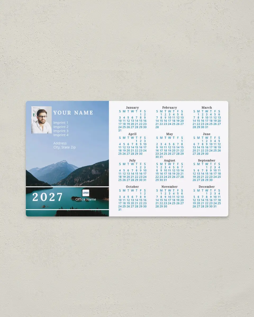 This is a 4" x 7" Full Magnet Calendar called Serene Scene printed in full color with a Standard Gloss finish