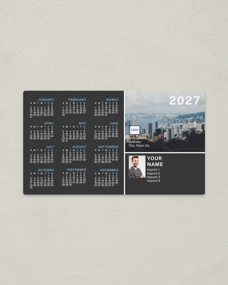 This is a 4" x 7" Full Magnet Calendar called City Outlook printed in full color with a Standard Gloss finish