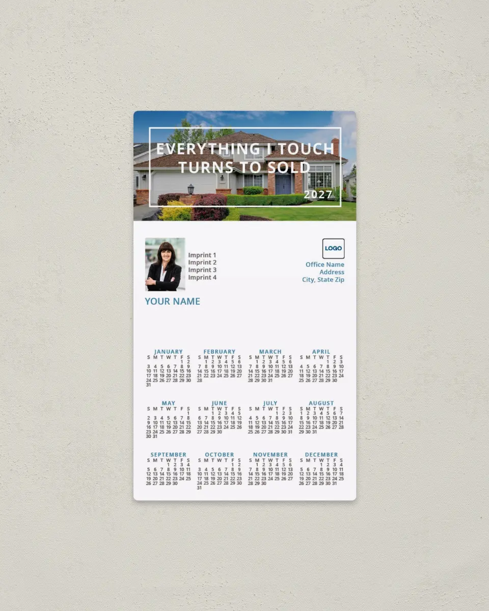 This is a 4" x 7" Full Magnet Calendar called Future Home printed in full color with a Standard Gloss finish