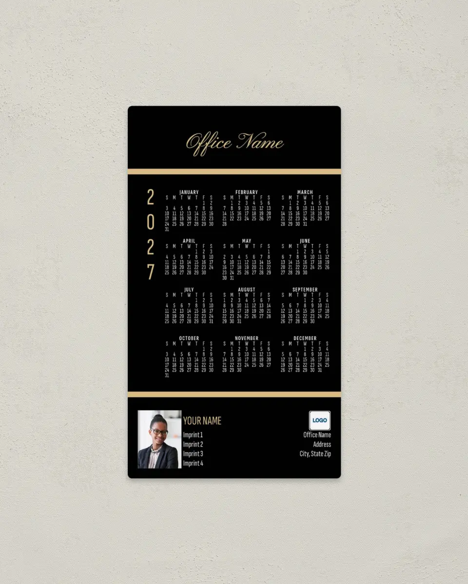 This is a 4" x 7" Full Magnet Calendar called Bold Elegance printed in full color with a Standard Gloss finish