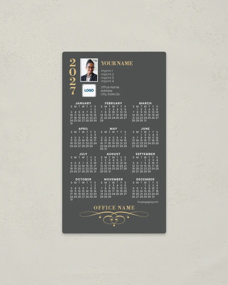 This is a 4" x 7" Full Magnet Calendar called Touch of Class printed in full color with a Standard Gloss finish