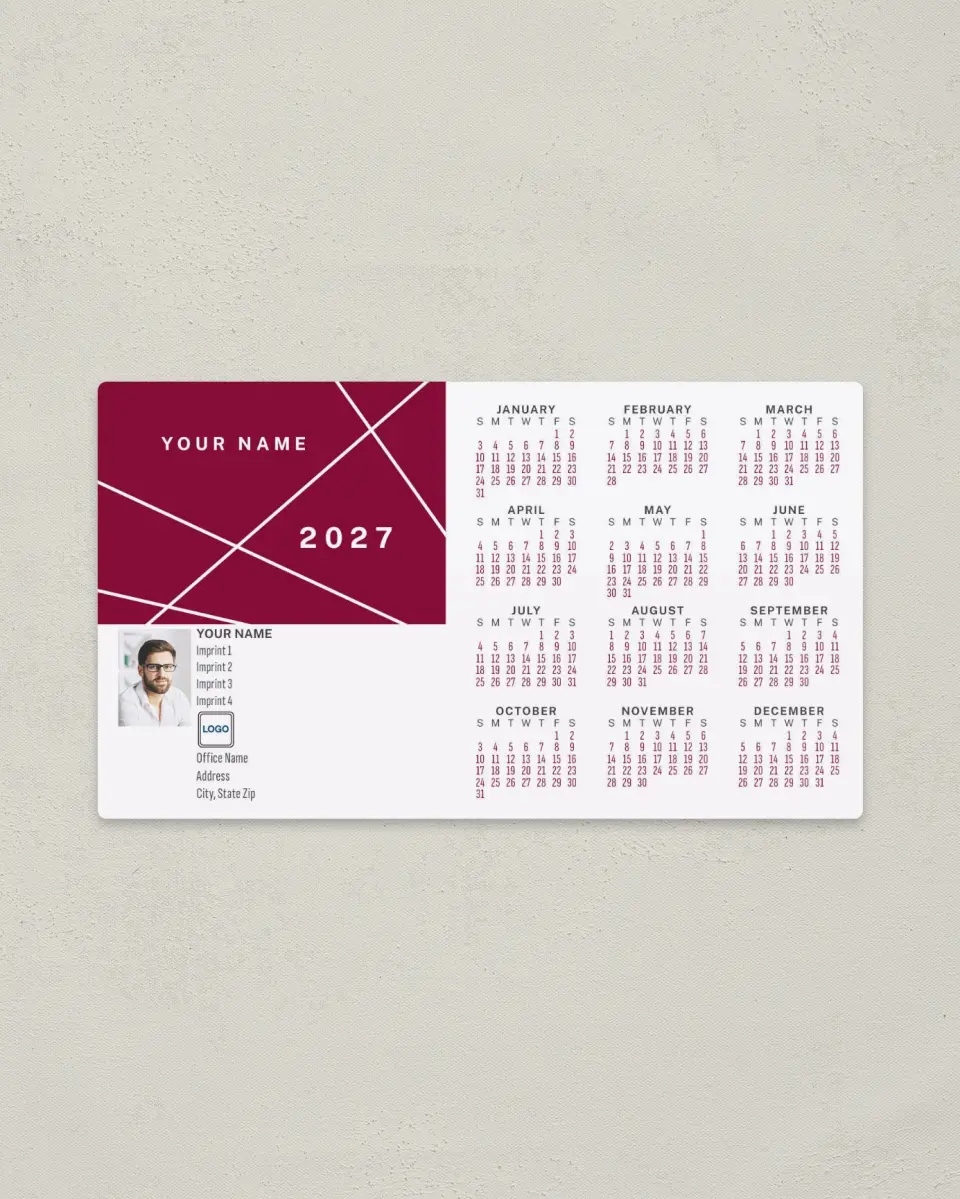 This is a 4" x 7" Full Magnet Calendar called Abstract Prism printed in full color with a Standard Gloss finish