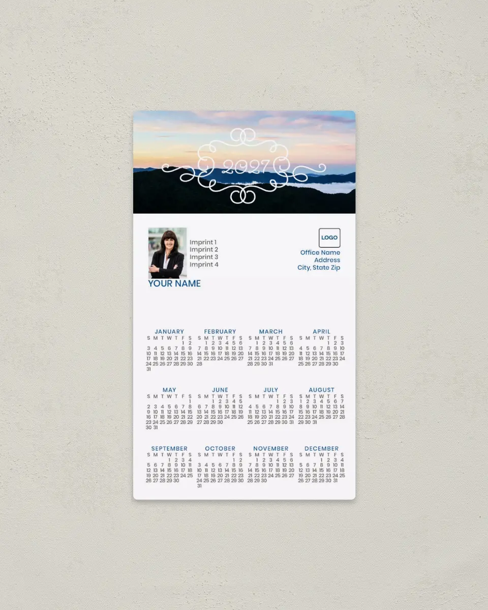 This is a 4" x 7" Full Magnet Calendar called Yearly Reflection printed in full color with a Standard Gloss finish