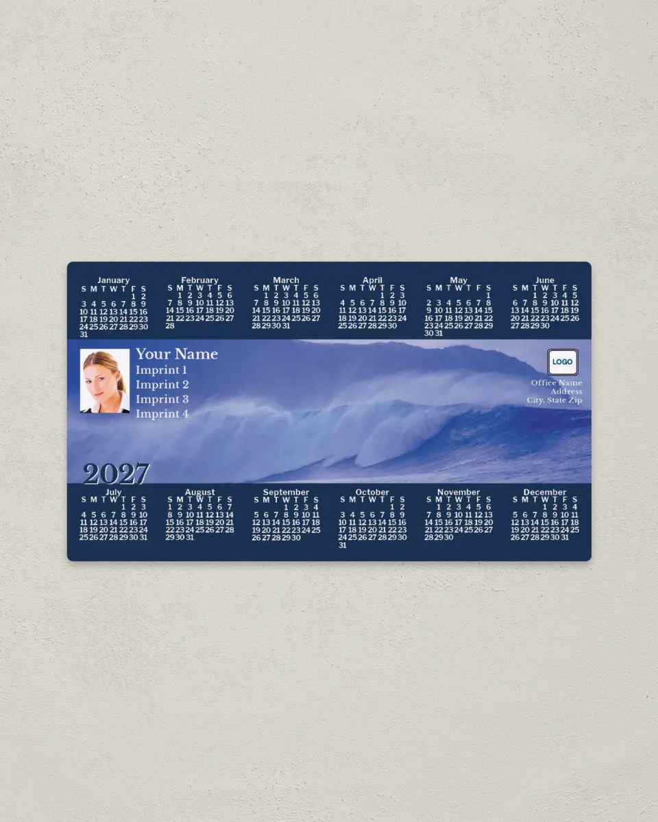 This is a 4" x 7" Full Magnet Calendar called Ocean Wave printed in full color with a Standard Gloss finish