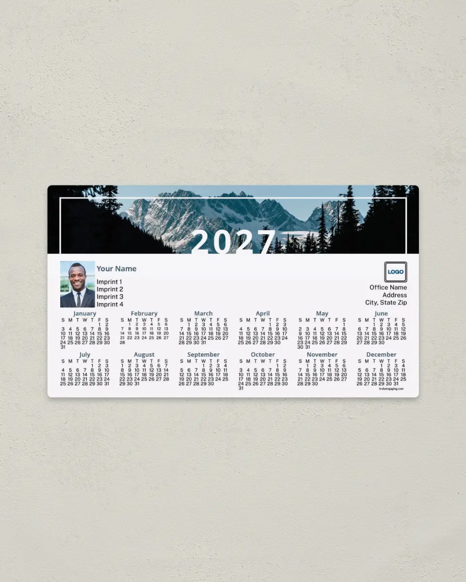 This is a 4" x 7" Full Magnet Calendar called Spacious Skies printed in full color with a Standard Gloss finish