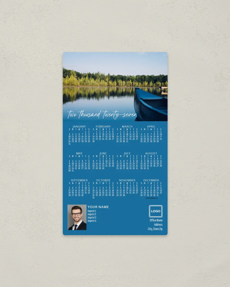 This is a 4" x 7" Full Magnet Calendar called Lakeside Dream printed in full color with a Standard Gloss finish