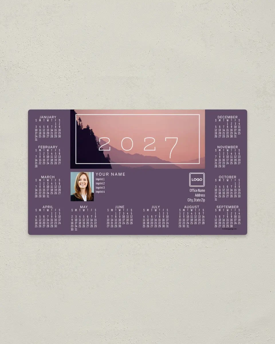This is a 4" x 7" Full Magnet Calendar called Striking Scene printed in full color with a Standard Gloss finish