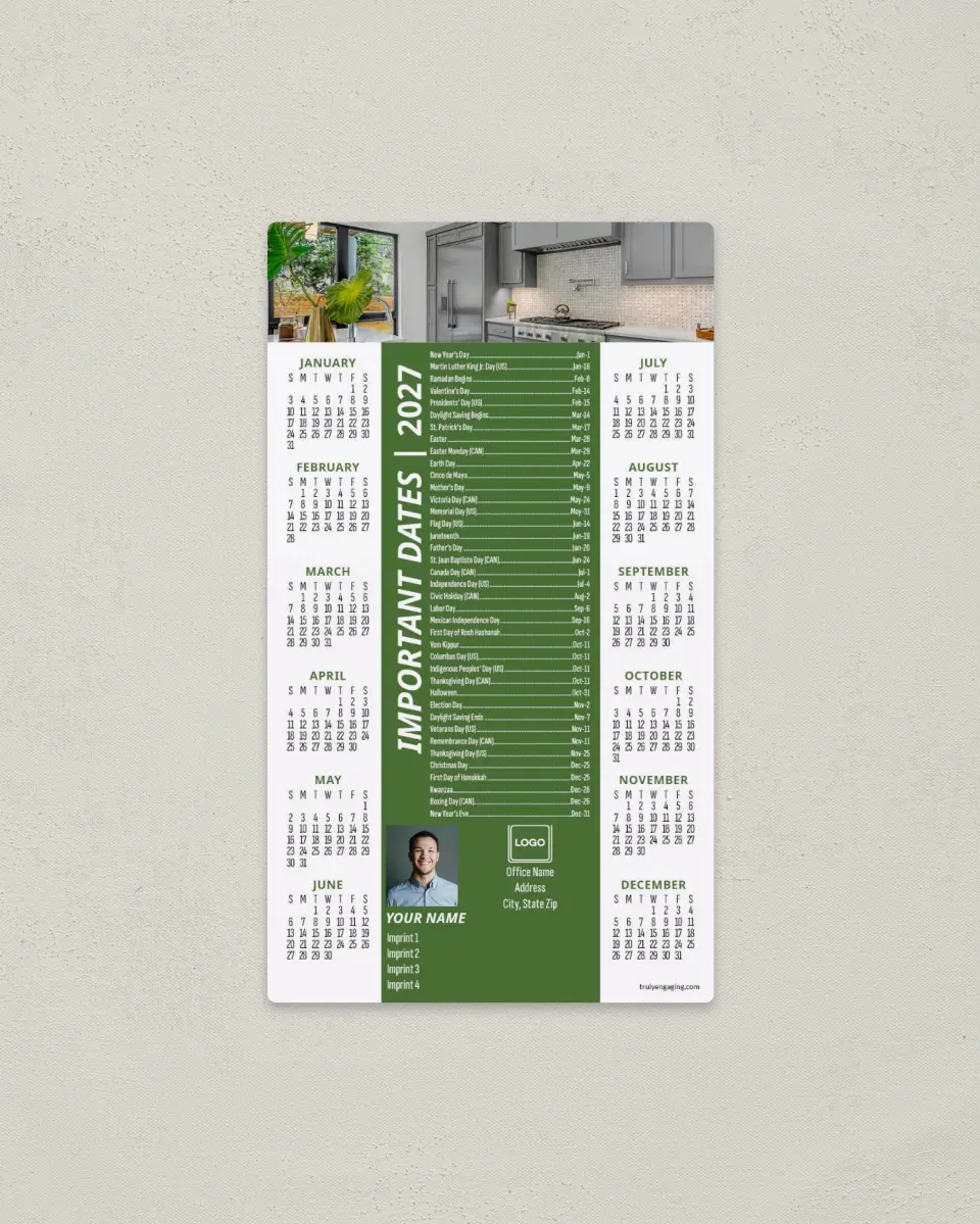 This is a 4" x 7" Full Magnet Calendar called Strong Column printed in full color with a Standard Gloss finish