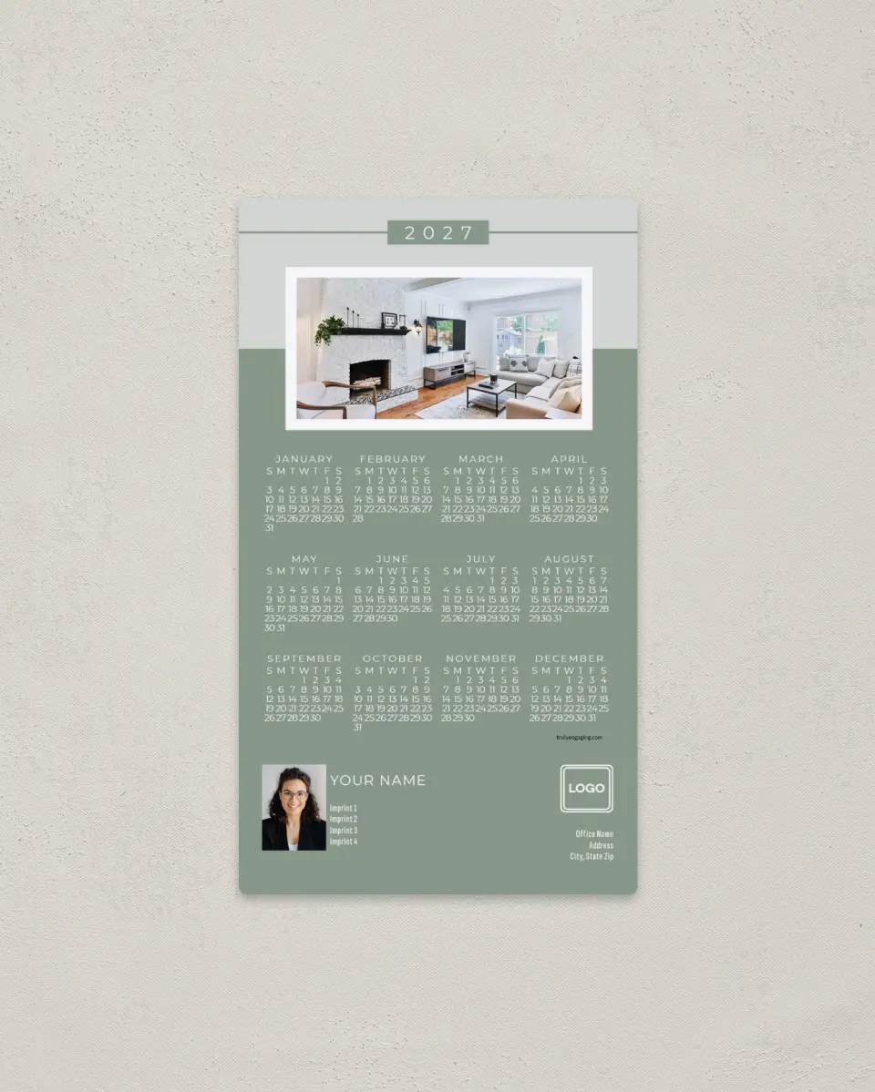 This is a 4" x 7" Full Magnet Calendar called Model Room printed in full color with a Standard Gloss finish