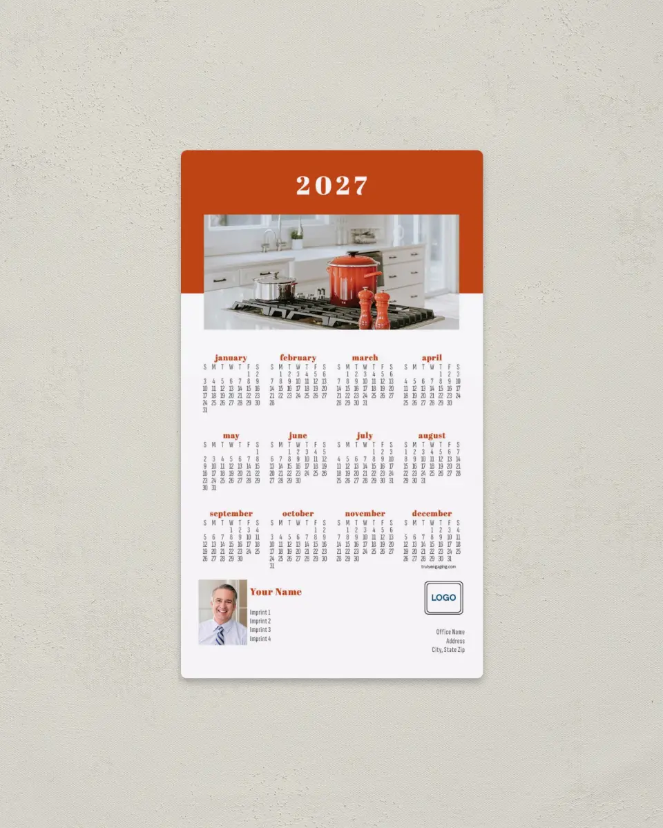 This is a 4" x 7" Full Magnet Calendar called Bold Kitchen printed in full color with a Standard Gloss finish