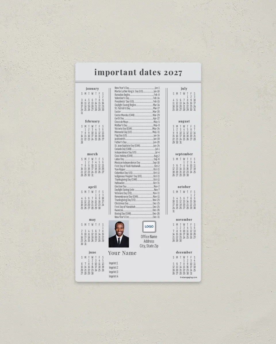 This is a 4" x 7" Full Magnet Calendar called Date List printed in full color with a Standard Gloss finish