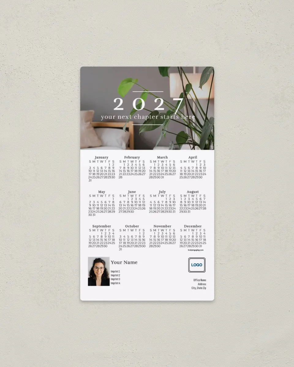 This is a 4" x 7" Full Magnet Calendar called Fresh Chapter printed in full color with a Standard Gloss finish