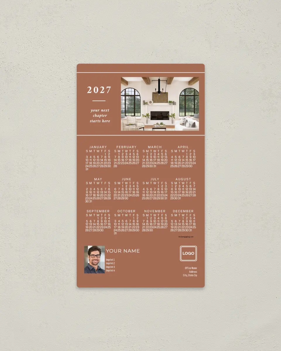 This is a 4" x 7" Full Magnet Calendar called Trim Time printed in full color with a Standard Gloss finish