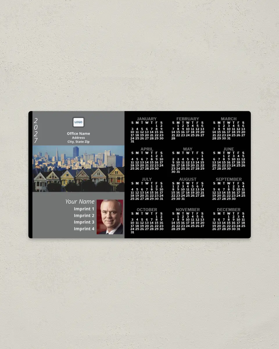 This is a 4" x 7" Full Magnet Calendar called San Francisco printed in full color with a Standard Gloss finish