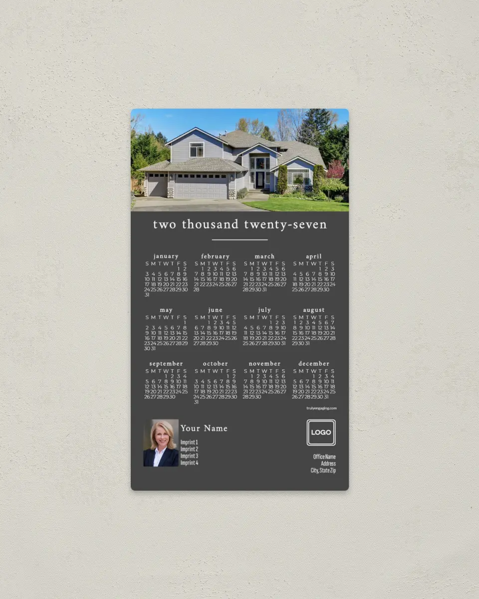 This is a 4" x 7" Full Magnet Calendar called Quiet Home printed in full color with a Standard Gloss finish