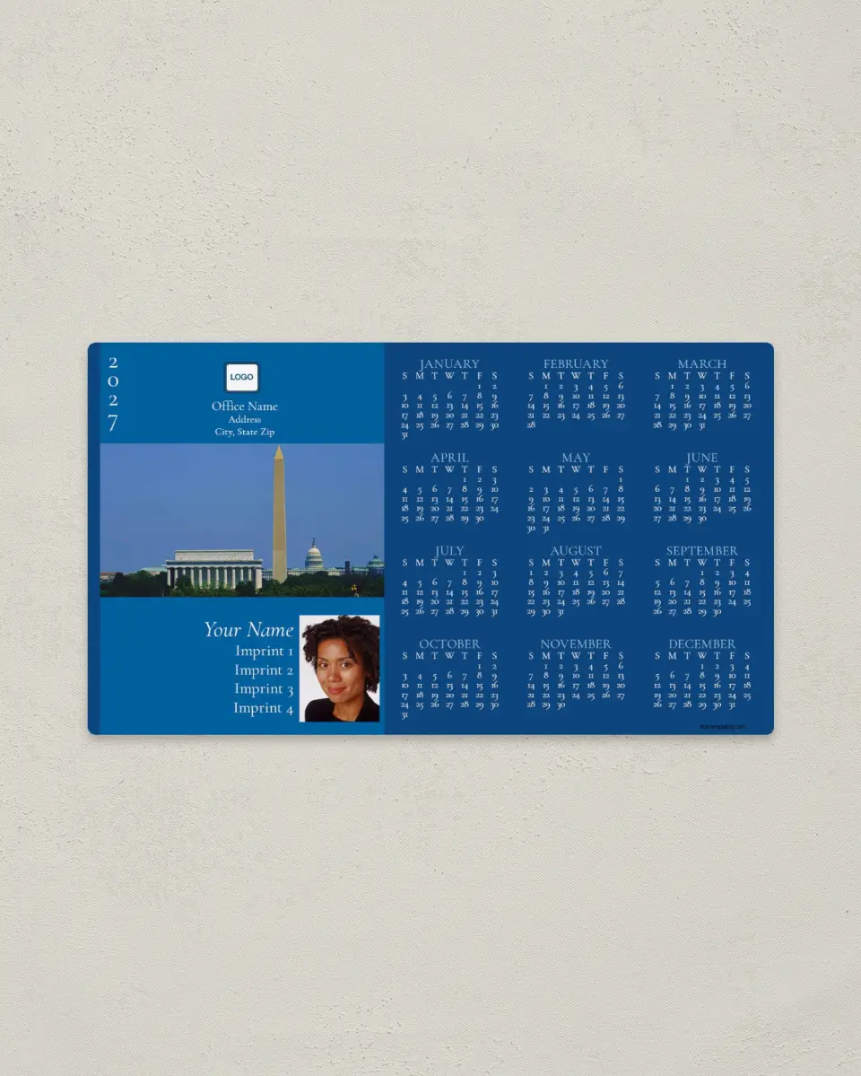 This is a 4" x 7" Full Magnet Calendar called Washington D.C. printed in full color with a Standard Gloss finish