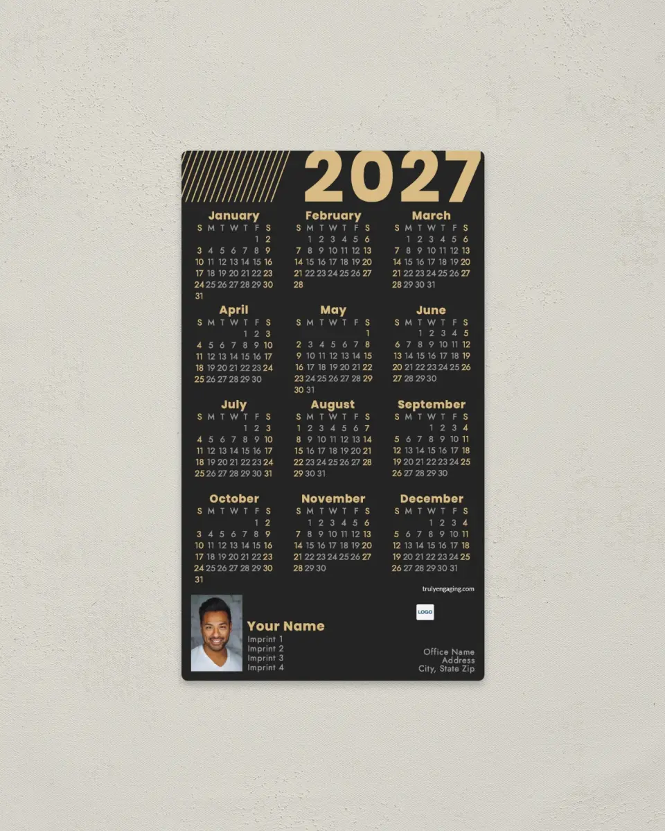 This is a 4" x 7" Full Magnet Calendar called Grand Year printed in full color with a Standard Gloss finish