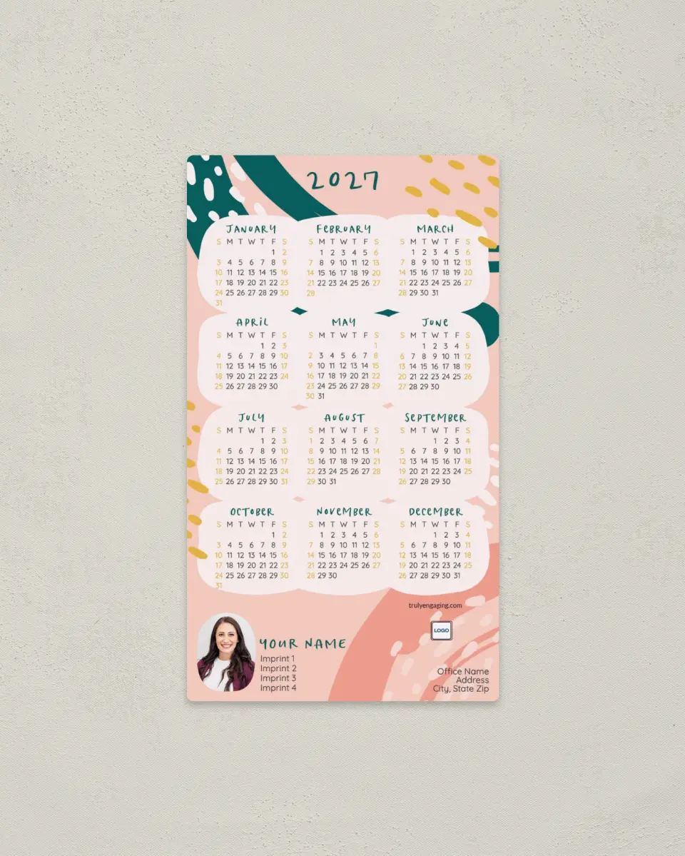 This is a 4" x 7" Full Magnet Calendar called Abstract Pattern printed in full color with a Standard Gloss finish