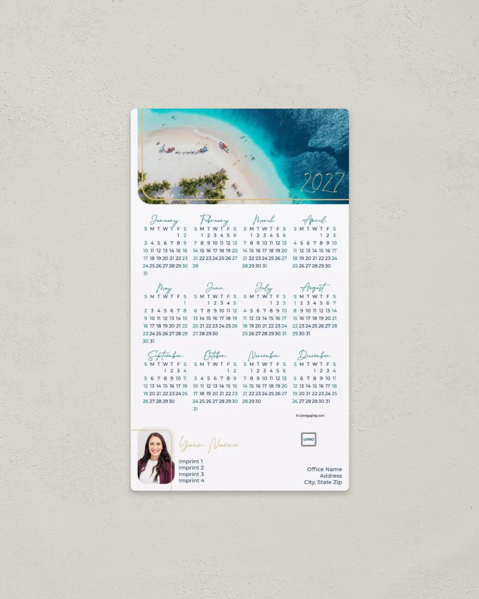 This is a 4" x 7" Full Magnet Calendar called Ocean Picture printed in full color with a Standard Gloss finish