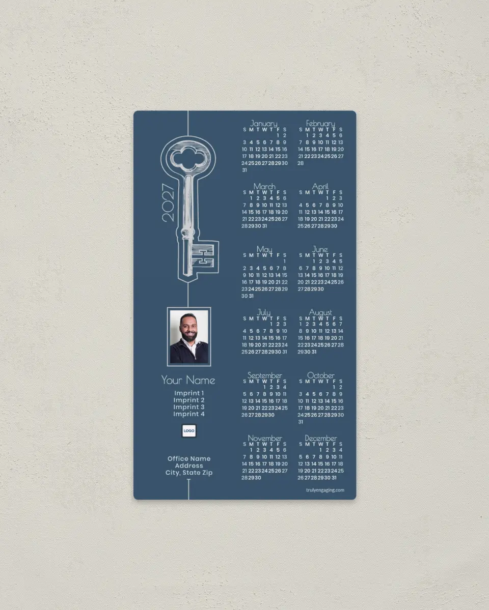 This is a 4" x 7" Full Magnet Calendar called Graphic Key printed in full color with a Standard Gloss finish