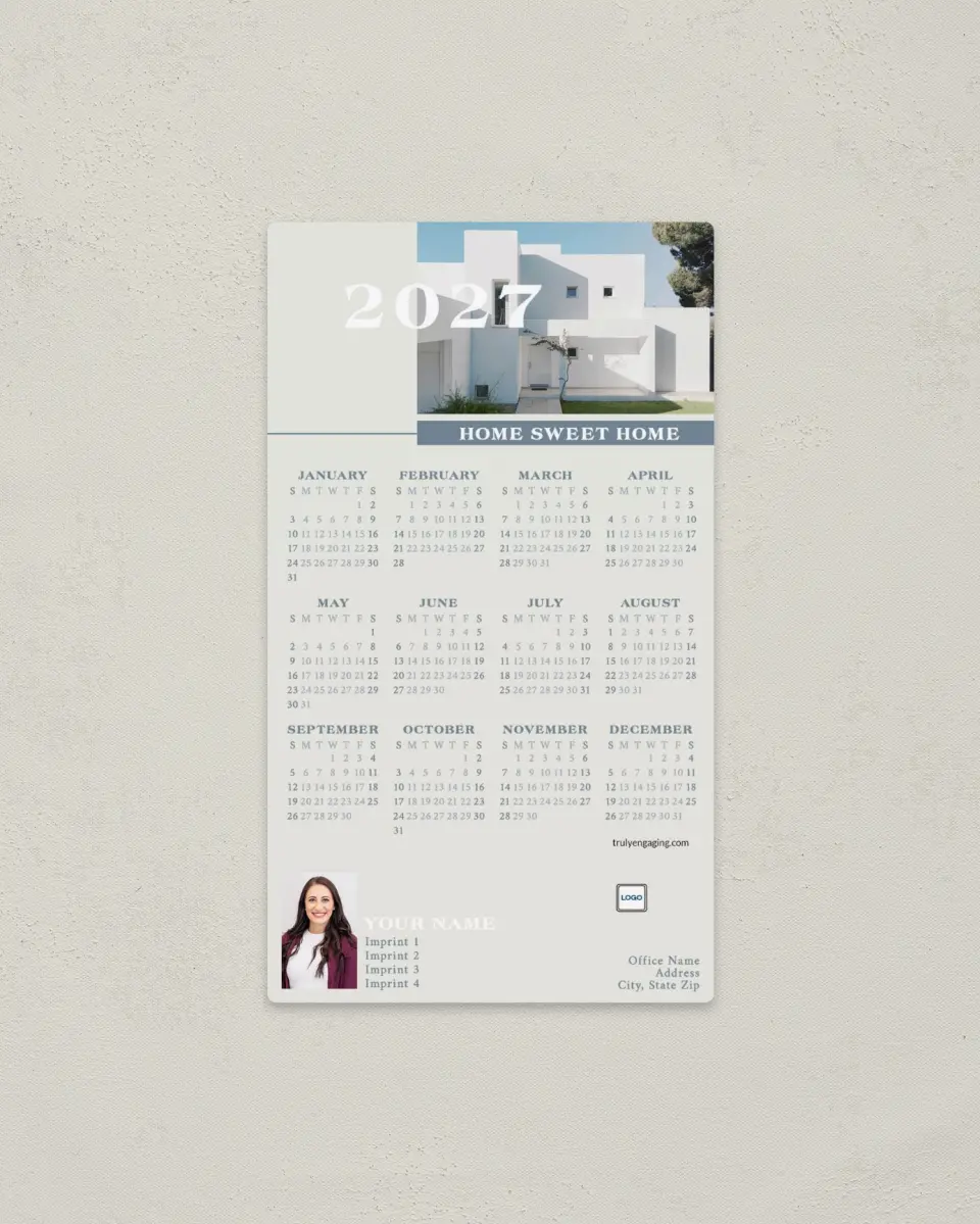 This is a 4" x 7" Full Magnet Calendar called Mod Home printed in full color with a Standard Gloss finish