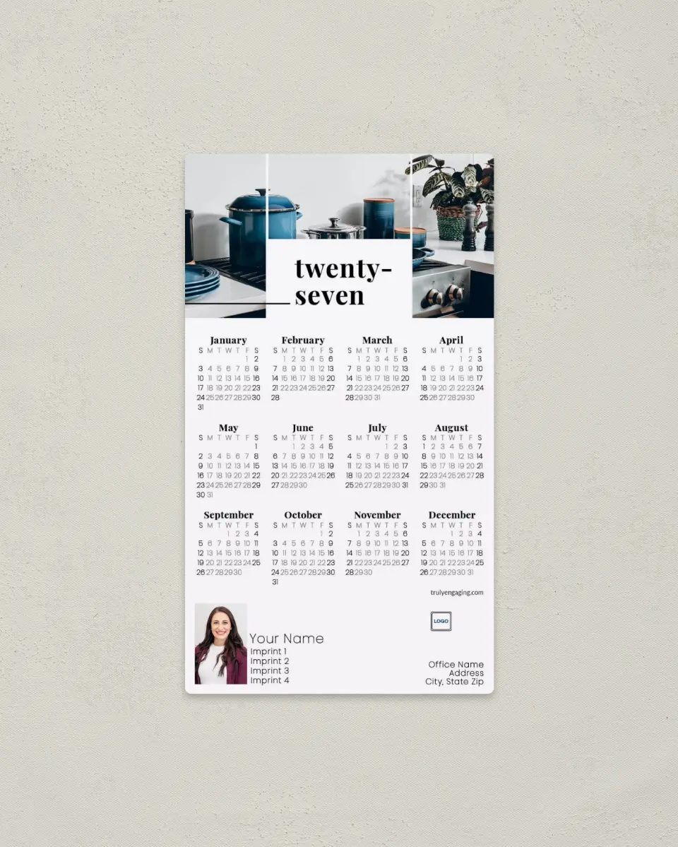 This is a 4" x 7" Full Magnet Calendar called Pretty Pots printed in full color with a Standard Gloss finish