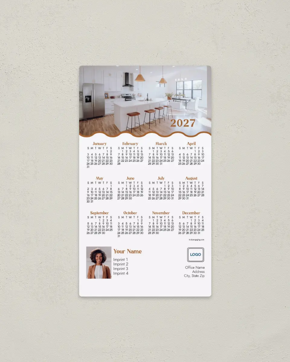 This is a 4" x 7" Full Magnet Calendar called Wavy Kitchen printed in full color with a Standard Gloss finish