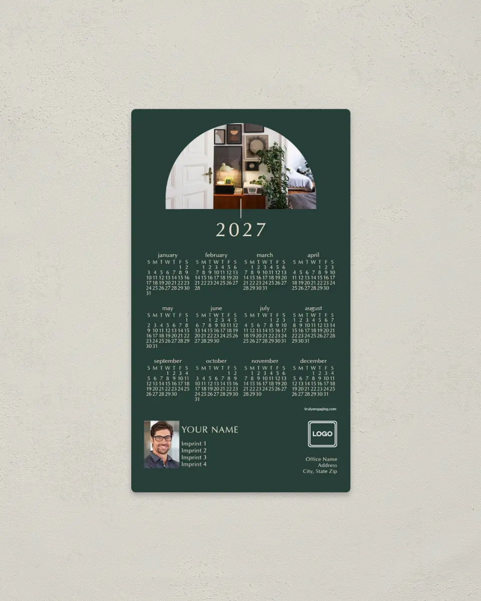 This is a 4" x 7" Full Magnet Calendar called Home Arch printed in full color with a Standard Gloss finish