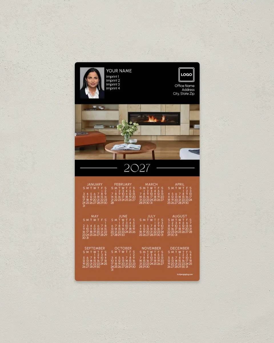 This is a 4" x 7" Full Magnet Calendar called Flashy Fire printed in full color with a Standard Gloss finish