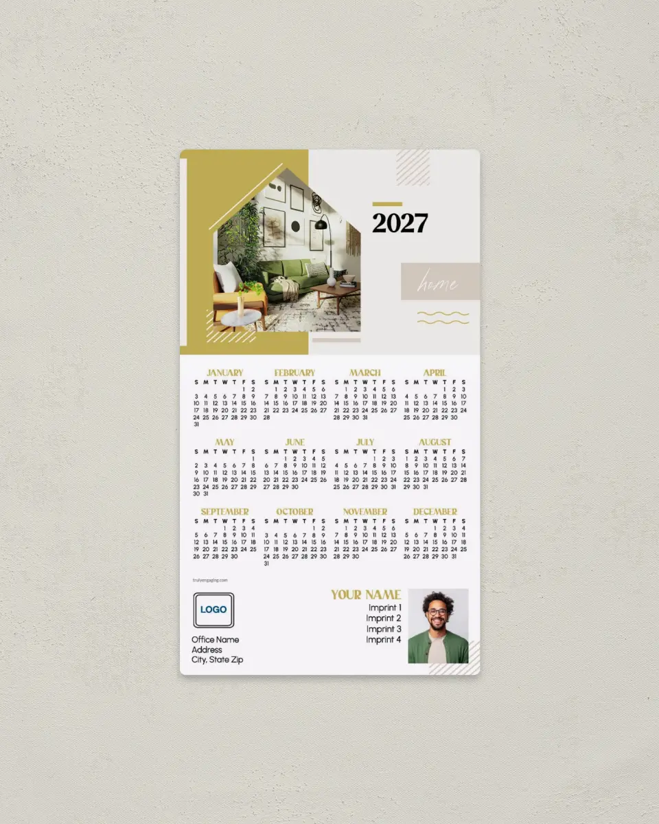 This is a 4" x 7" Full Magnet Calendar called Contemporary Comfort printed in full color with a Standard Gloss finish