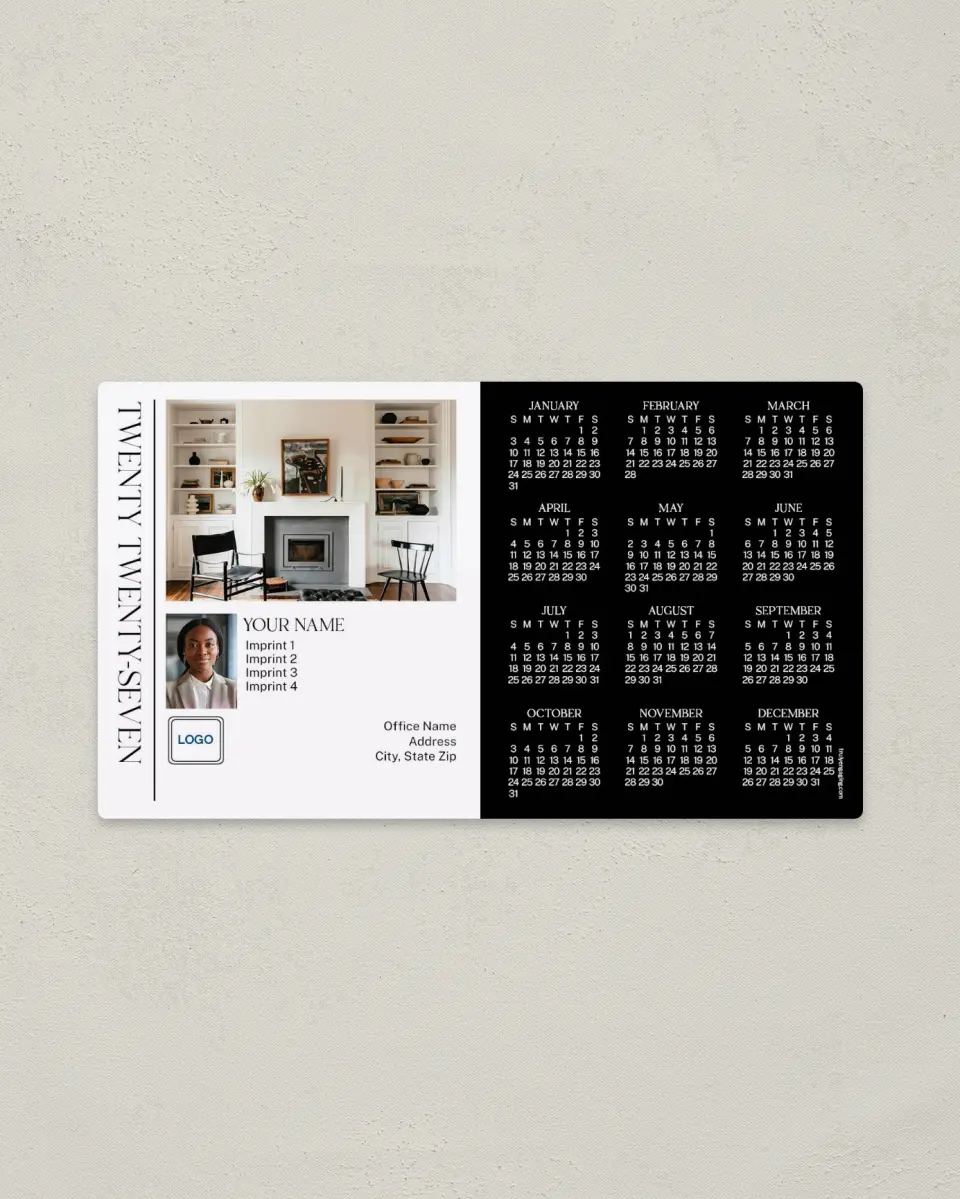 This is a 4" x 7" Full Magnet Calendar called Contrast Living printed in full color with a Standard Gloss finish