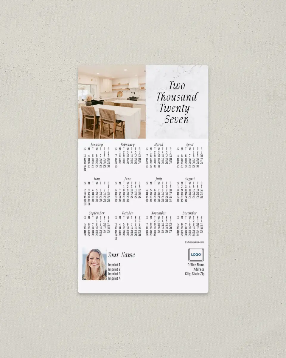 This is a 4" x 7" Full Magnet Calendar called Home Dining printed in full color with a Standard Gloss finish