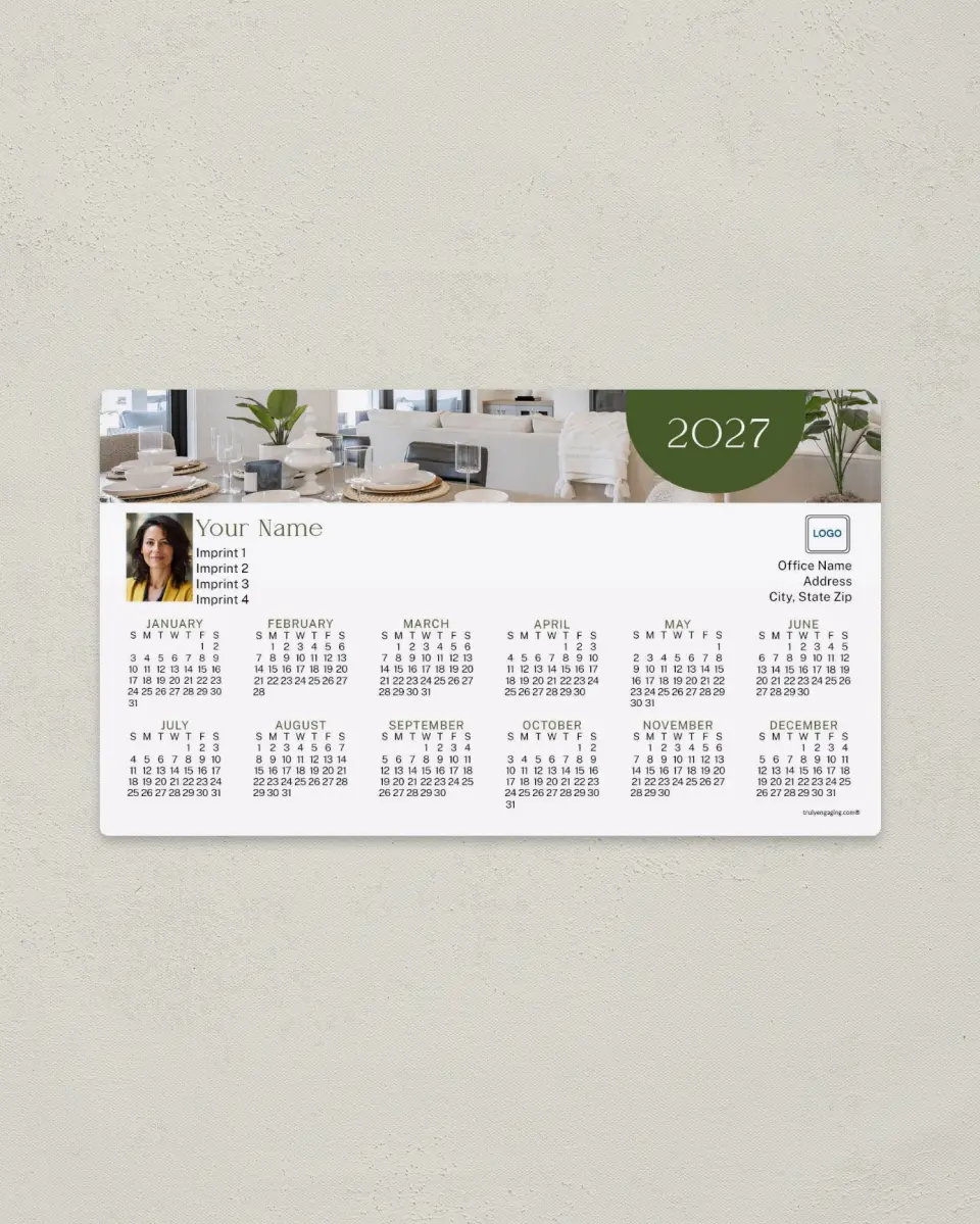 This is a 4" x 7" Full Magnet Calendar called Kitchen Table Reflections printed in full color with a Standard Gloss finish