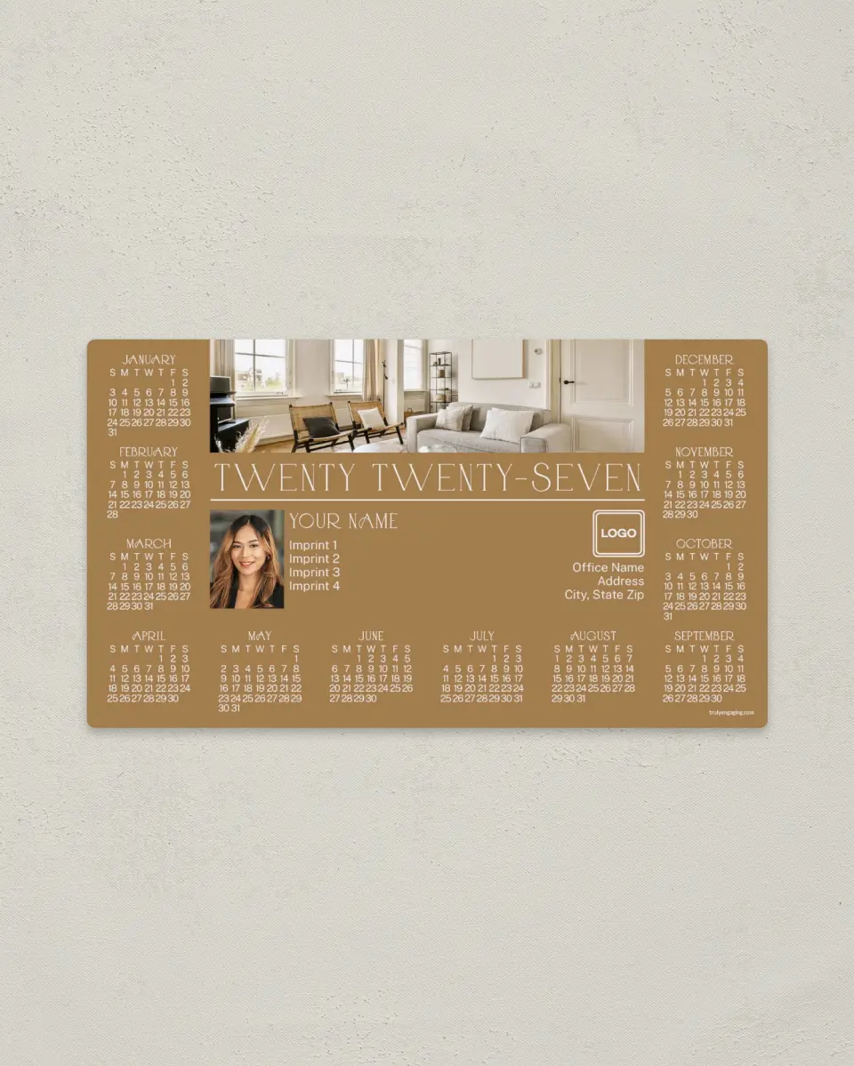 This is a 4" x 7" Full Magnet Calendar called Cozy Living printed in full color with a Standard Gloss finish