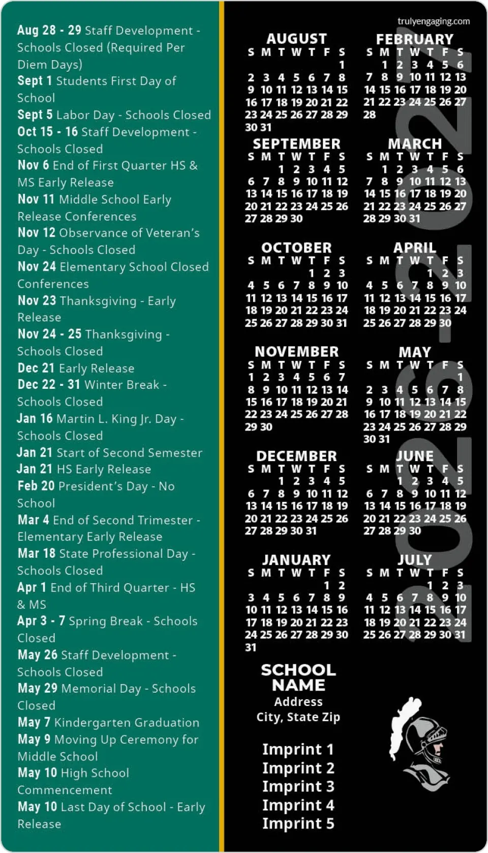 This is a 4" x 7" School Calendar Magnet called Academic Agenda printed in full color
