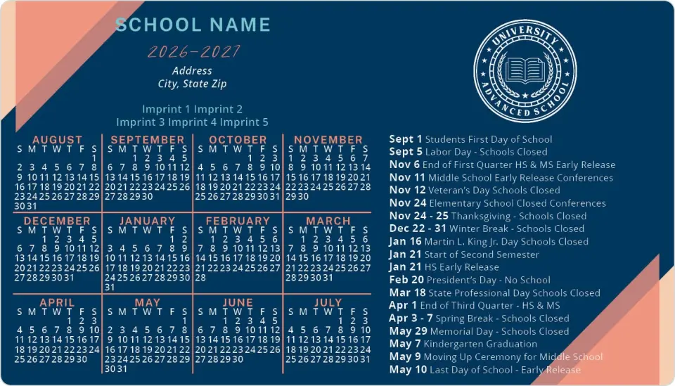 This is a 4" x 7" School Calendar Magnet called Curriculum Countdown printed in full color