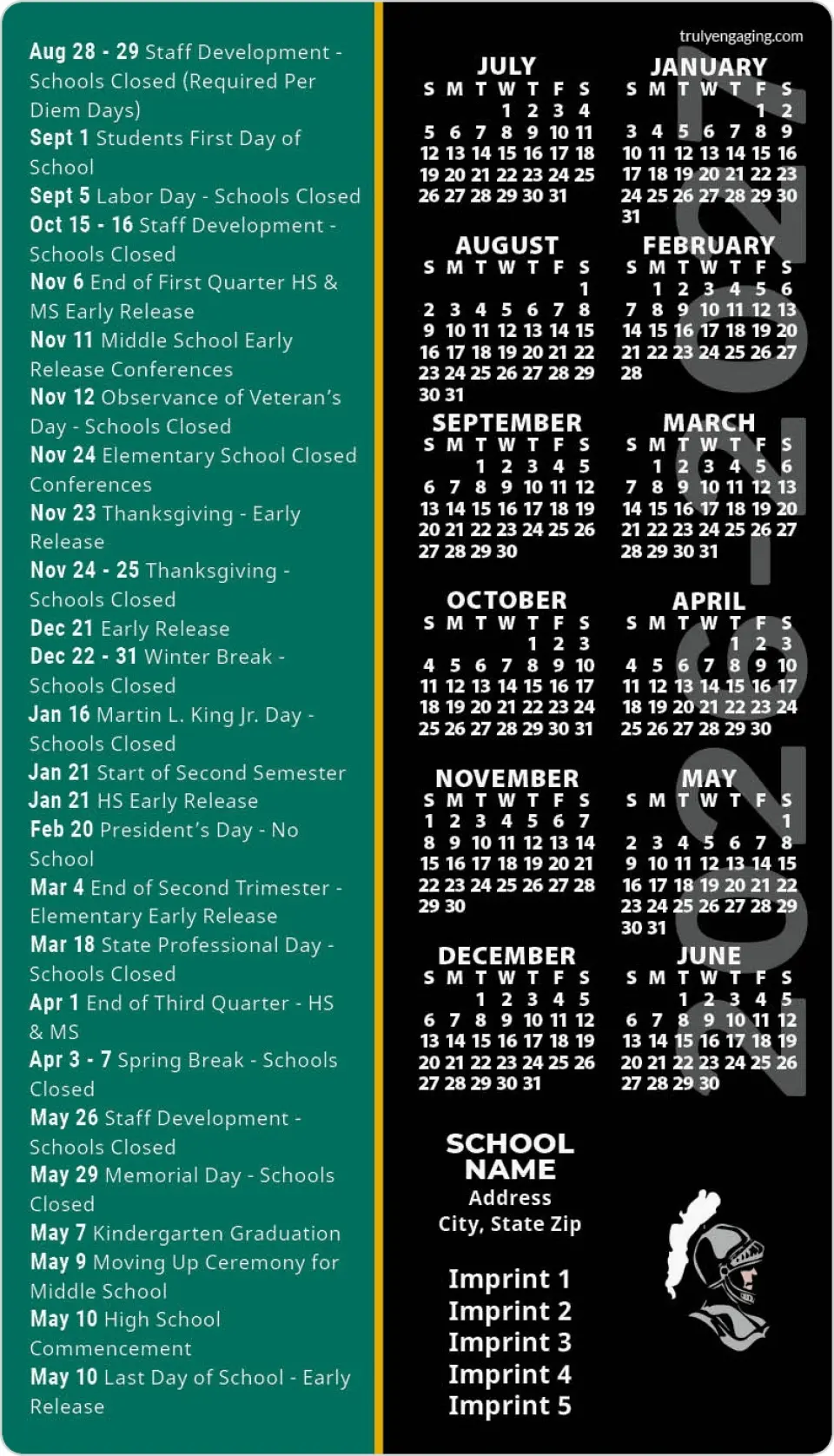 This is a 4" x 7" School Calendar Magnet called Academic Agenda printed in full color