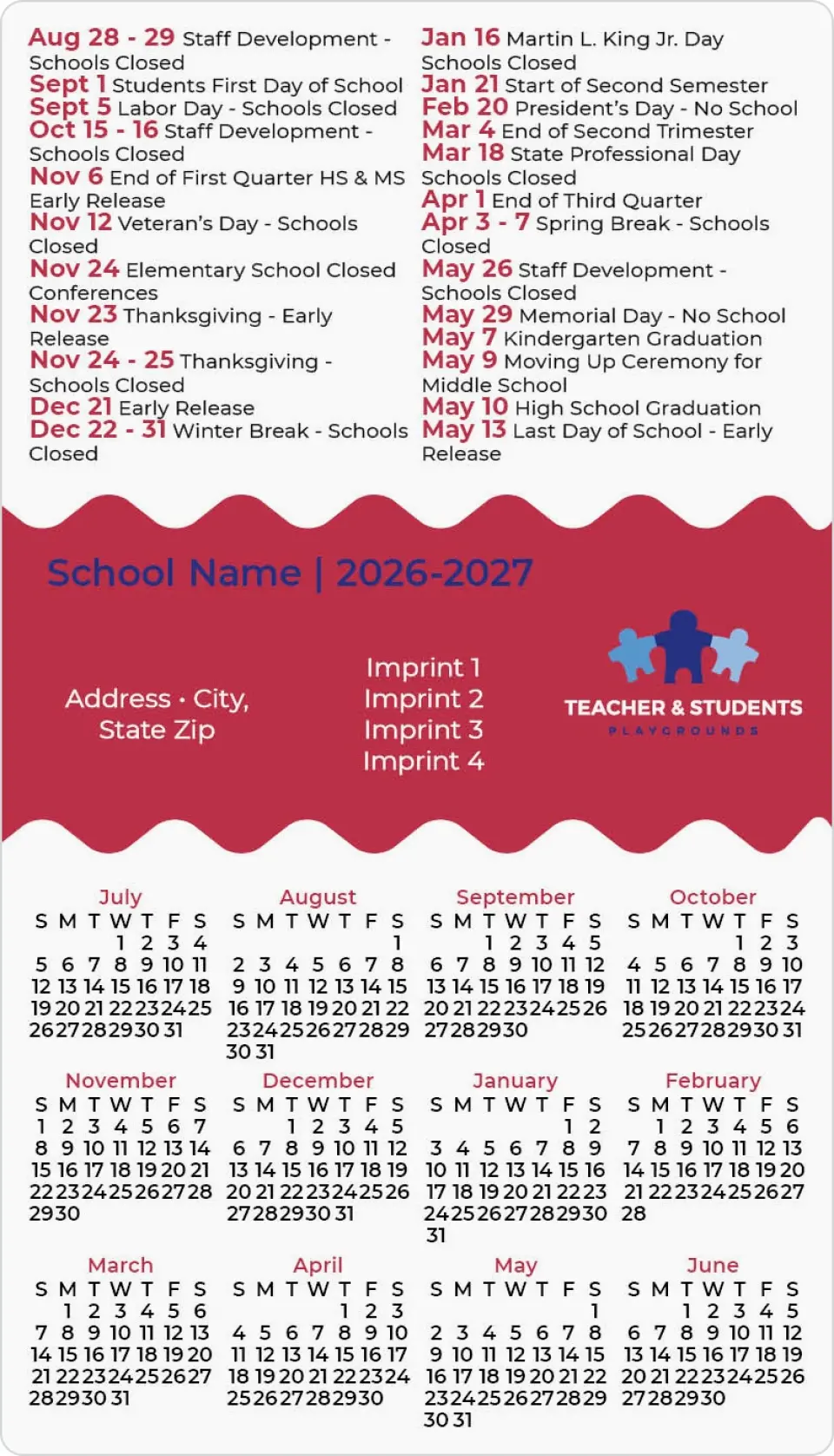 This is a 4" x 7" School Calendar Magnet called Knowledge is Power printed in full color