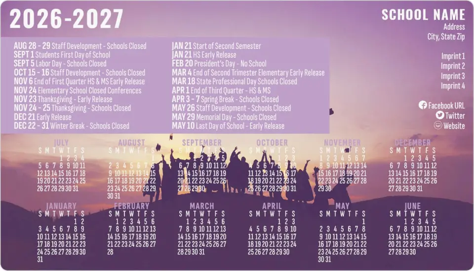 This is a 4" x 7" School Calendar Magnet called Getting Ready For Grad printed in full color