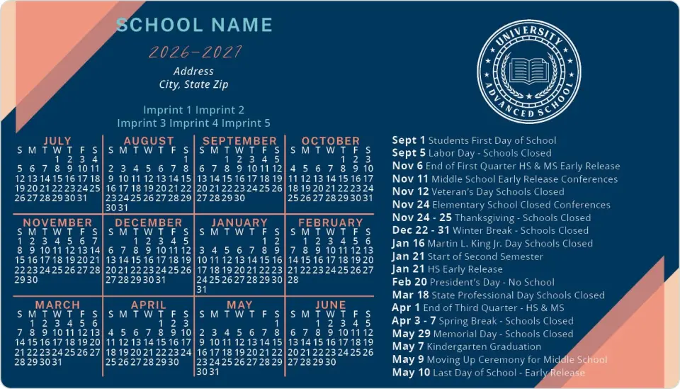 This is a 4" x 7" School Calendar Magnet called Curriculum Countdown printed in full color