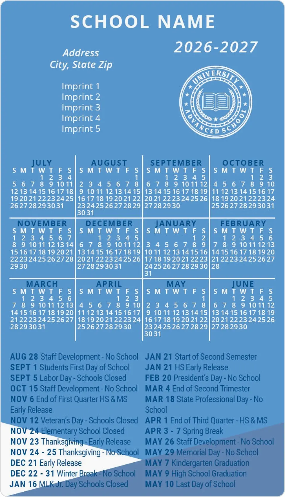 This is a 4" x 7" School Calendar Magnet called Scholary Success printed in full color