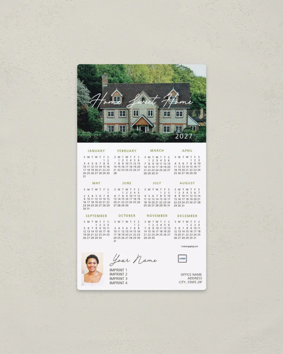 This is a 4" x 7" Full Magnet Calendar called Home on the Horizon printed in full color with a Standard Gloss finish