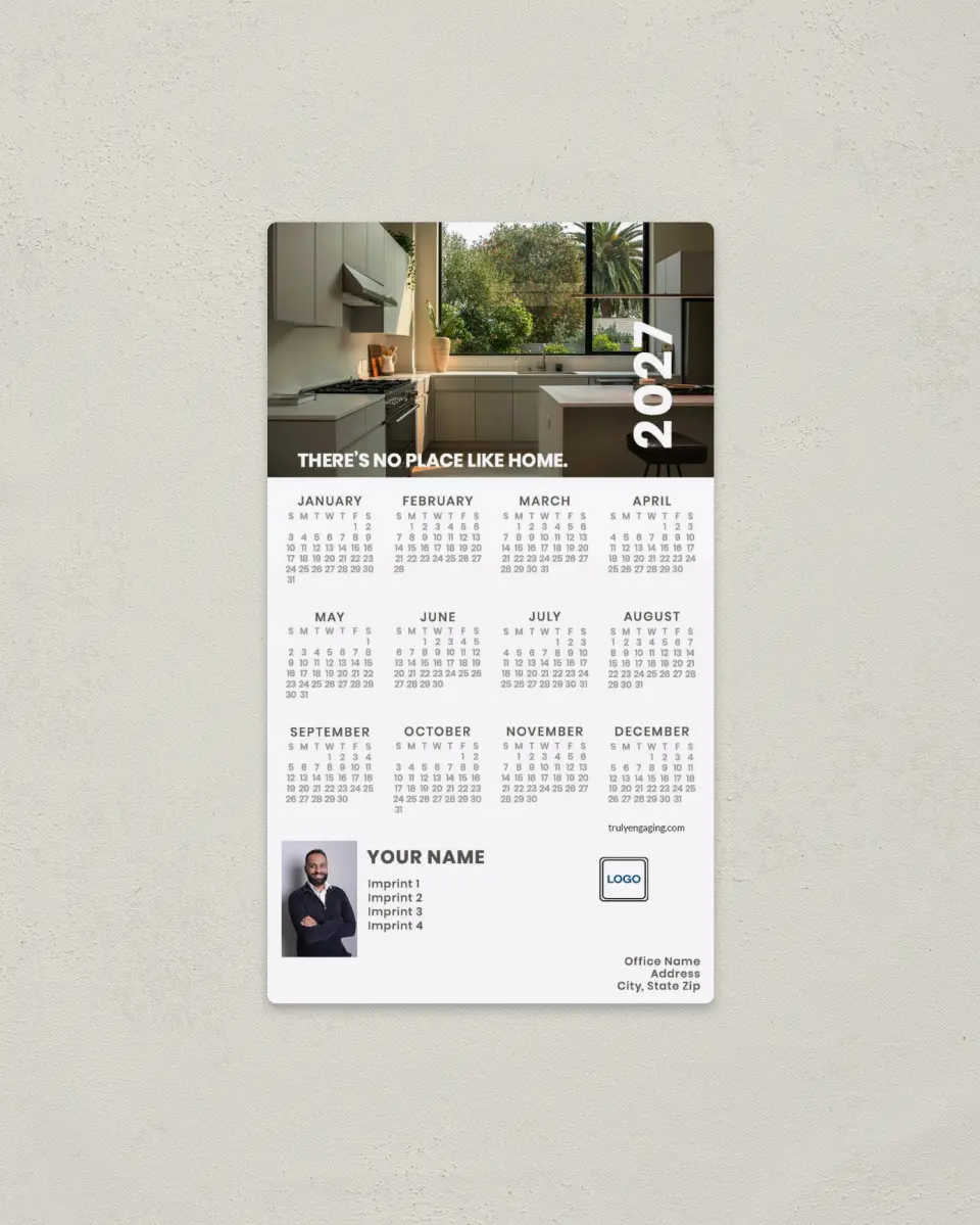 This is a 4" x 7" Full Magnet Calendar called No Place Like Home printed in full color with a Standard Gloss finish