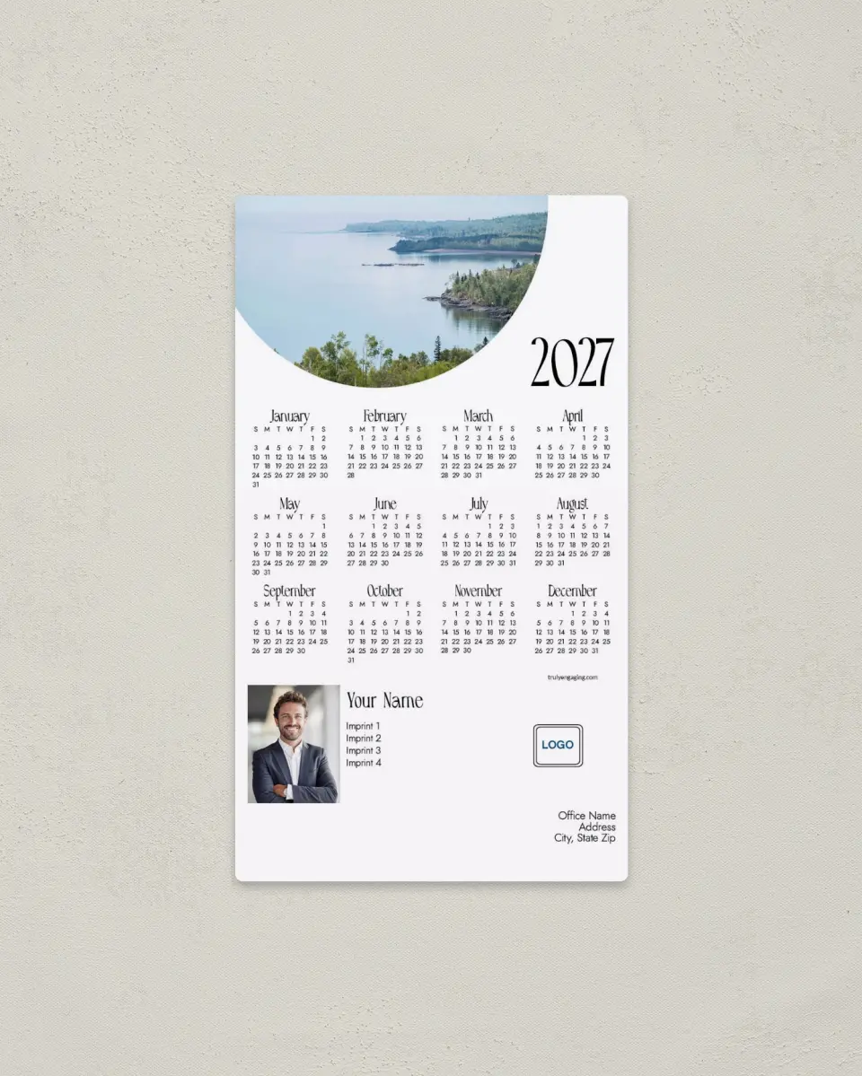 This is a 4" x 7" Full Magnet Calendar called Great Lake printed in full color with a Standard Gloss finish