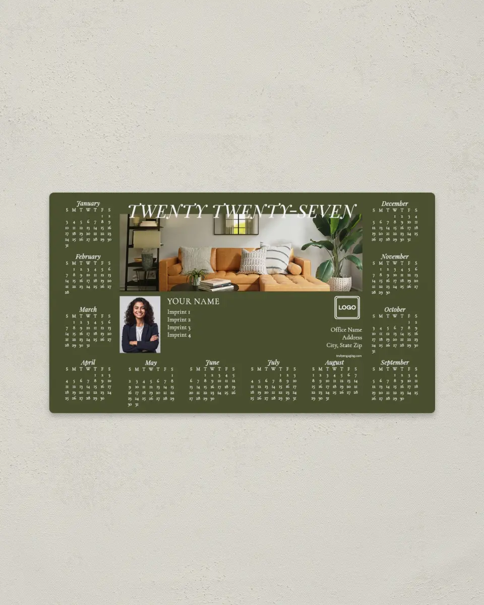 This is a 4" x 7" Full Magnet Calendar called Sage Living printed in full color with a Standard Gloss finish