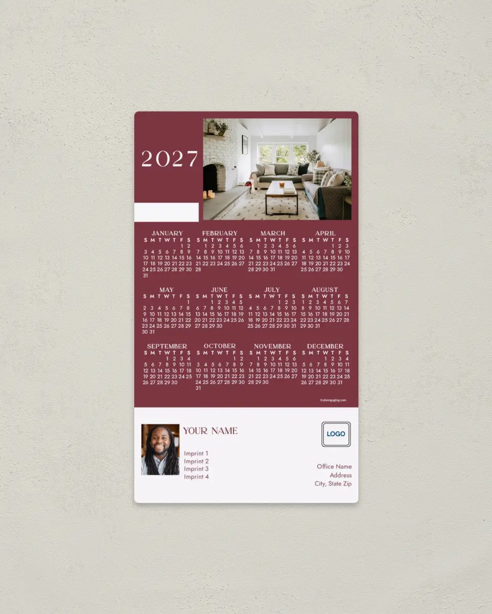 This is a 4" x 7" Full Magnet Calendar called Perfect Place printed in full color with a Standard Gloss finish