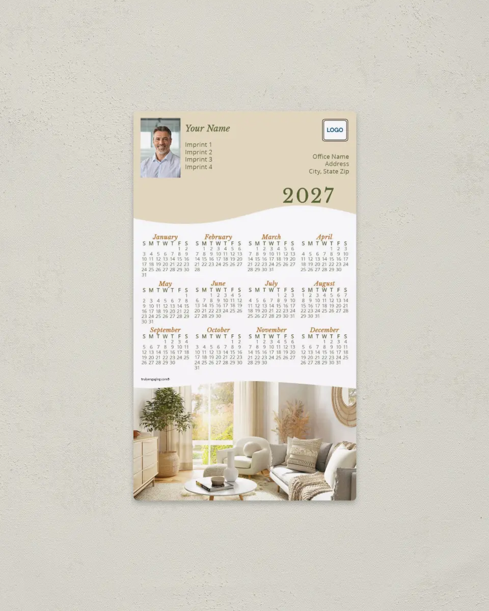 This is a 4" x 7" Full Magnet Calendar called Boho Wave printed in full color with a Standard Gloss finish