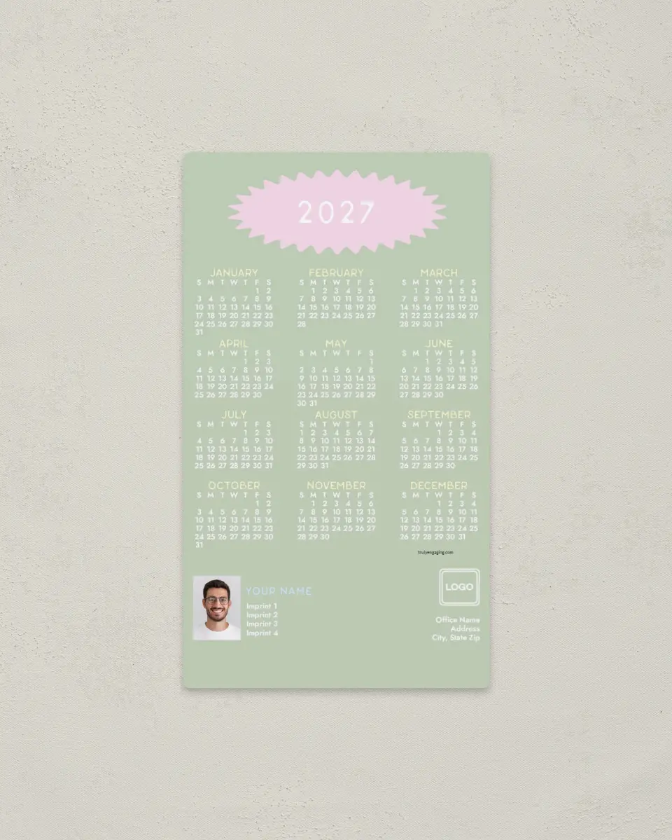 This is a 4" x 7" Full Magnet Calendar called Time Flies printed in full color with a Standard Gloss finish